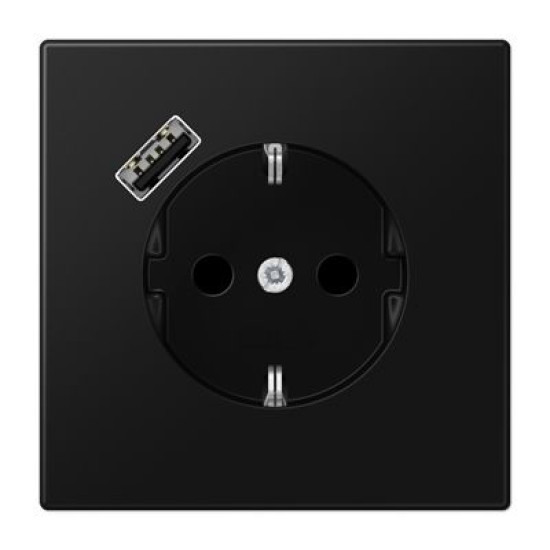 Розетка з накладкою Jung LS LS1520-18ASWM з USB чорний матовий