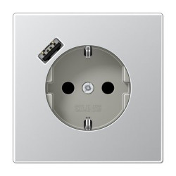 Розетка з накладкою Jung LS AL1520-18A з USB алюміній
