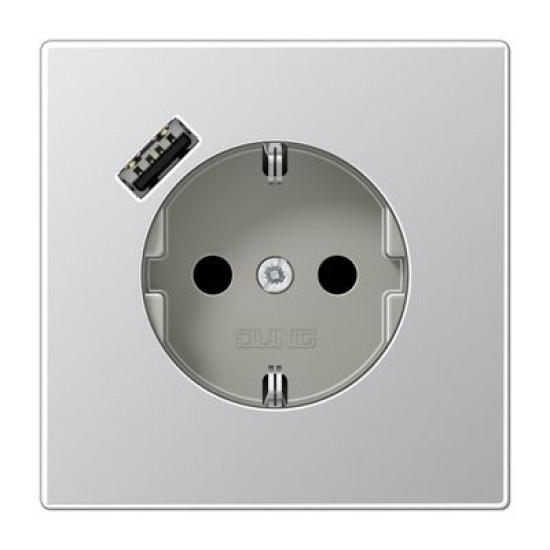 Розетка з накладкою Jung LS AL1520-18A з USB алюміній