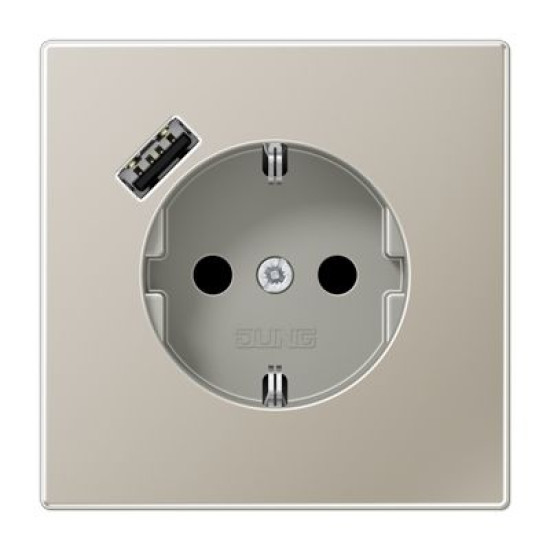 Розетка з накладкою Jung LS ES1520-18A з USB сталь