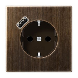 Розетка з накладкою Jung LS ME1520-18AAT з USB антична латунь
