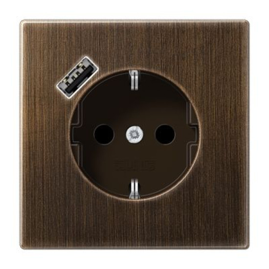 Розетка з накладкою Jung LS ME1520-18AAT з USB антична латунь