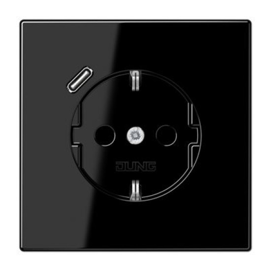 Розетка з накладкою Jung LS LS1520-18CSW з USB чорний