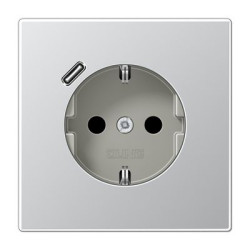 Розетка з накладкою Jung LS AL1520-18C з USB алюміній