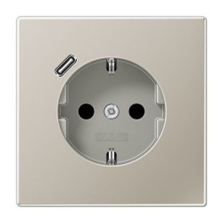 Розетка з накладкою Jung LS ES1520-18C з USB сталь