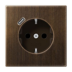 Розетка з накладкою Jung LS ME1520-18CAT з USB антична латунь