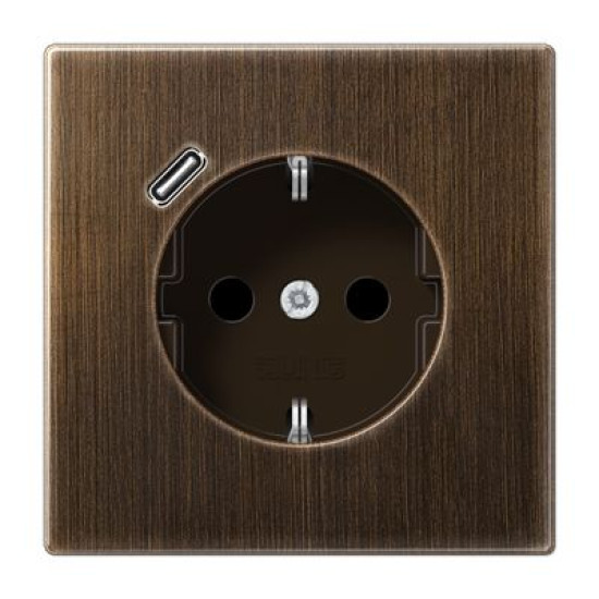 Розетка з накладкою Jung LS ME1520-18CAT з USB антична латунь
