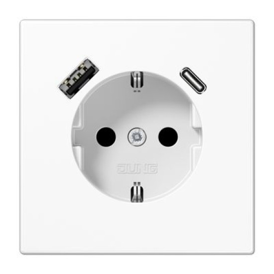 Розетка з накладкою Jung LS LS1520-15CAWW з USB тип (A+C) білий
