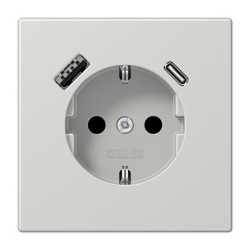 Розетка з накладкою Jung LS LS1520-15CALG з USB світло-сірий