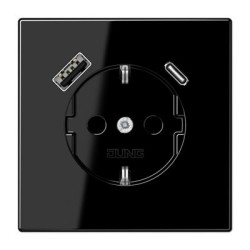 Розетка з накладкою Jung LS LS1520-15CASW з USB чорний