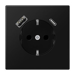 Розетка з накладкою Jung LS LS1520-15CASWM з USB чорний матовий