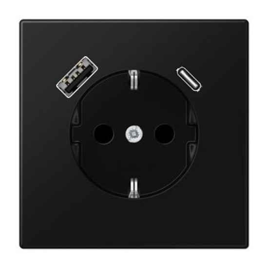 Розетка з накладкою Jung LS LS1520-15CASWM з USB чорний матовий