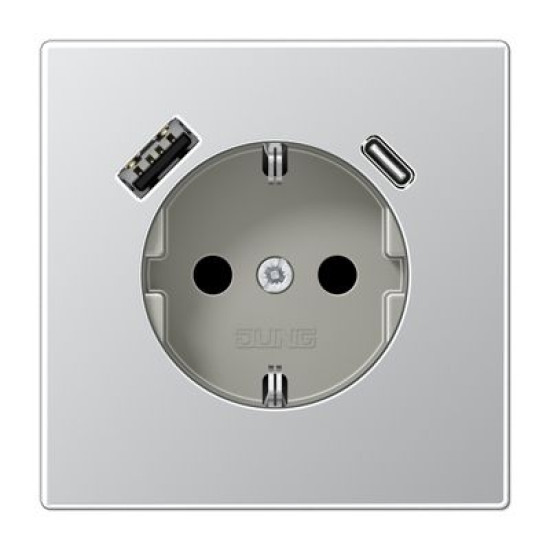 Розетка з накладкою Jung LS AL1520-15CA з USB алюміній