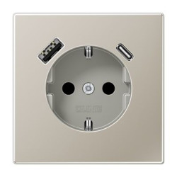Розетка з накладкою Jung LS ES1520-15CA з USB сталь