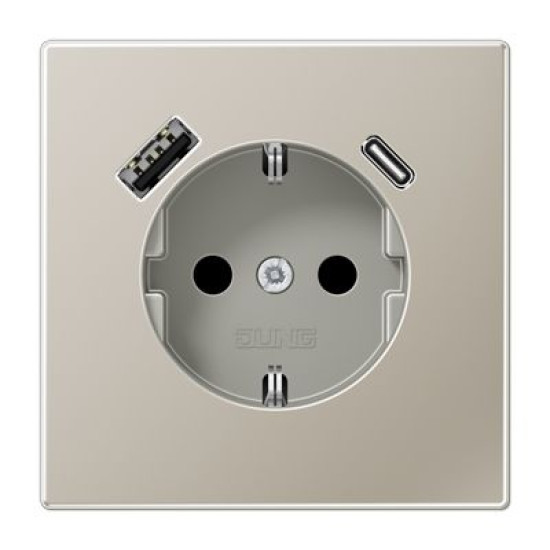 Розетка з накладкою Jung LS ES1520-15CA з USB сталь