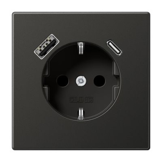 Розетка з накладкою Jung LS AL1520-15CAAN з USB антрацит