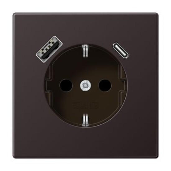 Розетка з накладкою Jung LS AL1520-15CAD з USB темний алюміній