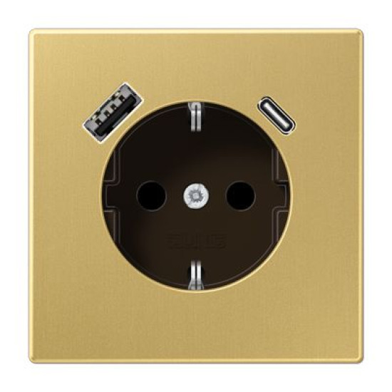 Розетка з накладкою Jung LS ME1520-15CAC з USB латунь