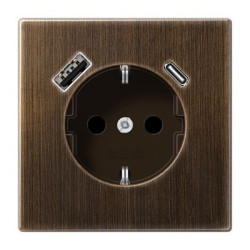 Розетка з накладкою Jung LS ME1520-15CAAT з USB антична латунь