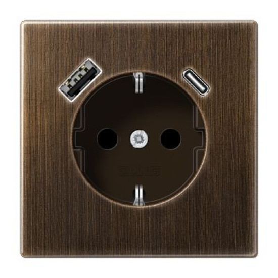 Розетка з накладкою Jung LS ME1520-15CAAT з USB антична латунь