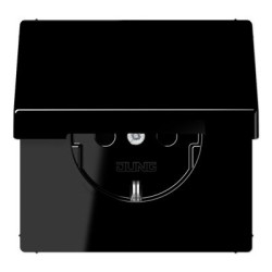 Розетка з накладкою Jung LS LS1520BFKLSW з кришкою чорний