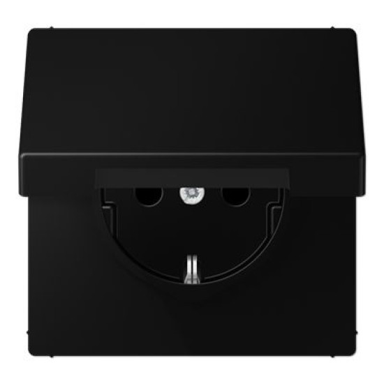 Розетка з накладкою Jung LS LS1520BFKLSWM з кришкою чорний матовий
