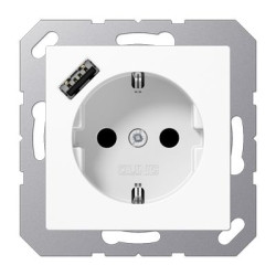Розетка з накладкою Jung A A1520-18AWW з USB білий