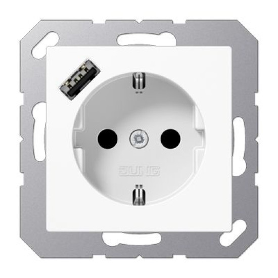 Розетка з накладкою Jung A A1520-18AWW з USB білий