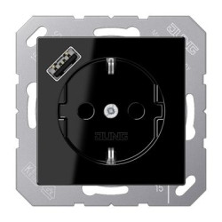Розетка з накладкою Jung A A1520-18ASW з USB чорний