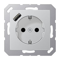 Розетка з накладкою Jung A A1520-18AAL з USB алюміній
