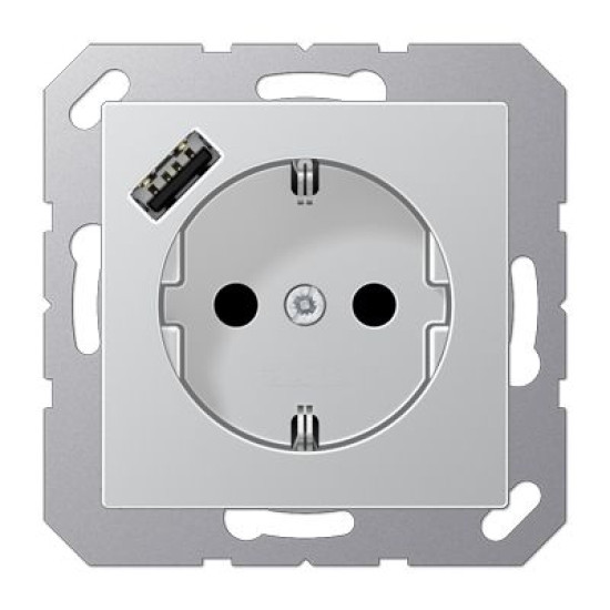 Розетка з накладкою Jung A A1520-18AAL з USB алюміній