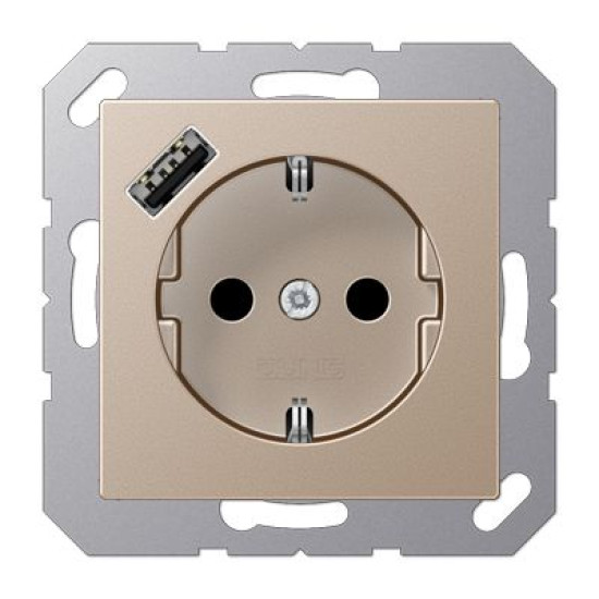 Розетка з накладкою Jung A A1520-18ACH з USB шампань