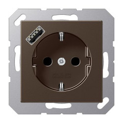 Розетка з накладкою Jung A A1520-18AMO з USB мокко
