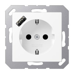 Розетка з накладкою Jung A A1520-18AWWM з USB білий