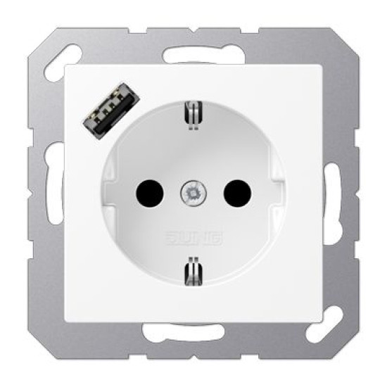 Розетка з накладкою Jung A A1520-18AWWM з USB білий