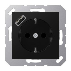 Розетка з накладкою Jung A A1520-18ASWM з USB чорний