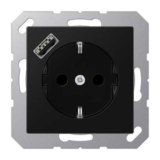 Розетка з накладкою Jung A A1520-18ASWM з USB чорний