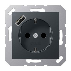 Розетка з накладкою Jung A A1520-18AANM з USB антрацит