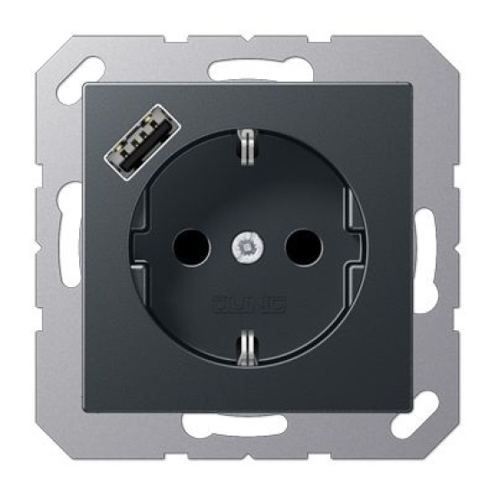 Розетка з накладкою Jung A A1520-18AANM з USB антрацит