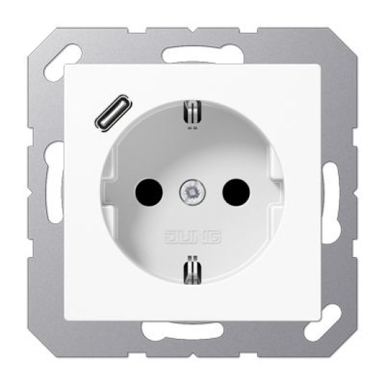 Розетка з накладкою Jung A A1520-18CWW з USB білий