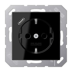 Розетка з накладкою Jung A A1520-18CSW з USB чорний