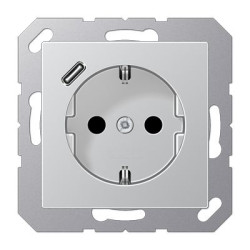 Розетка з накладкою Jung A A1520-18CAL з USB алюміній