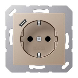 Розетка з накладкою Jung A A1520-18CCH з USB шампань