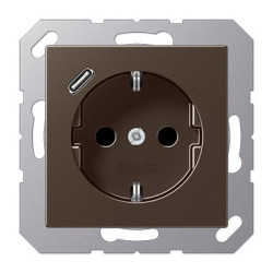 Розетка з накладкою Jung A A1520-18CMO з USB мокко