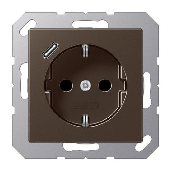 Розетка з накладкою Jung A A1520-18CMO з USB мокко