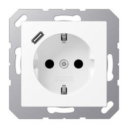 Розетка з накладкою Jung A A1520-18CWWM з USB білий