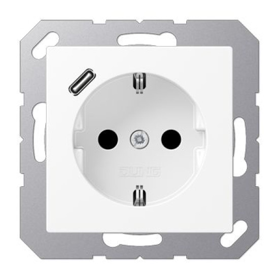 Розетка з накладкою Jung A A1520-18CWWM з USB білий