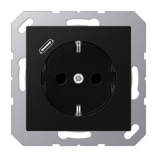 Розетка з накладкою Jung A A1520-18CSWM з USB чорний