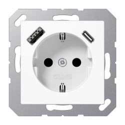 Розетка з накладкою Jung A A1520-15CAWW з USB (тип A+С) білий