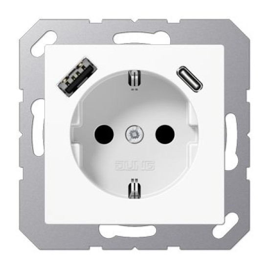 Розетка з накладкою Jung A A1520-15CAWW з USB (тип A+С) білий